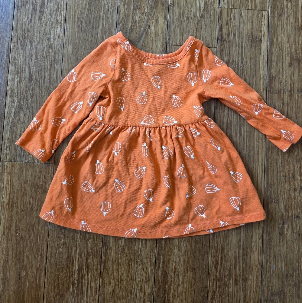 Cat & Jack Orange Pumpkin Pattern Dress